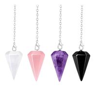 4PCS Crystal Pendulum, Pendulum Crystal for Divination, Dowsing, Meditation, Energy Healing, Chakra Balancing, Wiccan Supplies, Witchcraft Tools, Spiritual Gifts