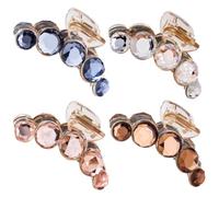4pcs Crystal Ponytail Clips Plastic Jaw Claw for Long Hair Halloween Season | Rhinestone Decoration, Decorative Sparkle, Simple Elegant Style, Crystal Hair Accessories for Buns, Wedding Guest
