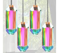 4Pcs Crystal Prism Sun Catchers, Window Hanging Suncatcher with Rainbow Effect, Polyester Wind Chime Decor for Home, Garden, Wedding, DIY Craft