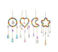 4pcs Crystal Wind Chime Moon Sun Catcher Diamond Prisms Pendant Dream Catcher Rainbow Chaser Outdoor Home Garden Decor Windchime