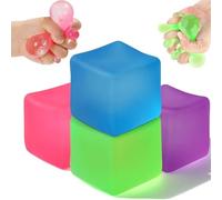 4PCS Cube Stress Balls - Squishy Fidget Toys for Kids & Adults, Sensory Squeeze Cubes for Autism, ADHD, Anxiety Relief, Classroom & Office Calming Toys (B)