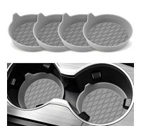 4Pcs Cup Holder Coasters for Mercedes Benz CLS Shooting Brake X218 2012-2017, Silicone Auto Interior Center Console Beverage Accessories Washable Drink Mats,Grey
