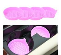 4Pcs Cup Holder Coasters for Vauxhall MERIVA B 2010-2017, Silicone Auto Interior Center Console Beverage Accessories Washable Drink Mats,Pink