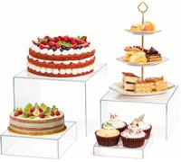 4PCS Cupcake Stand,5x6x7x8 Inch Buffet Risers,Food Display Stand Risers,White Acrylic Boxes Acrylic Risers for Display,Display Risers for Buffet Food Party Display,Cupcake Dessert Table Stands (Clear)