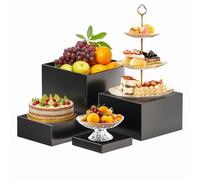 4PCS Cupcake Stand,5x6x7x8 Inch Buffet Risers,Food Display Stand Risers,White Acrylic Boxes Acrylic Risers for Display,Display Risers for Buffet Food Party Display,Cupcake Dessert Table Stands (Black)