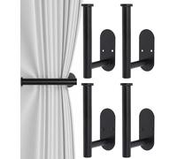 4pcs Curtain Holdbacks, Screw-in Curtain Tiebacks Curtain Tie Backs Curtain Holders for Wall Mounted Curtain Pull Backs for Drapes, Curtain Side Holders Hooks, 304 Stainless Steels, Black