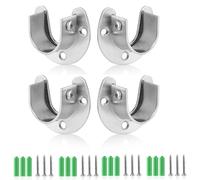 4Pcs Curtain Rail Brackets, Wardrobe Pole and Fittings, Flange Rail Rod Holder with Screws for Curtain Socket Kit