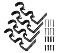 4pcs Curtain Rod Holder Adjustable Telescopic Metal Wall Bracket | Black Iron Build, Thickened Reinforced Design, for Single or Double Rod Setups, Home Wall Mounting