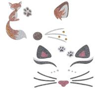 4pcs Cute Animal Face Stickers Cat and Fox Decorated with Glitter and Rhinestones Easy Application for Daily Wear and Office Party Supplies