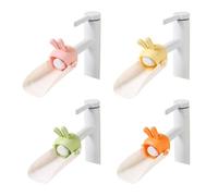 4pcs Cute Cartoon Faucet Expander Children's Rabbit U-Shaped Widening Faucet Expander Bathroom Kitchen Faucet Splash Proof Sink (Pink/Orange/Yellow/Green)