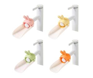 4pcs Cute Cartoon Faucet Expander Children's Rabbit U-Shaped Widening Faucet Expander Bathroom Kitchen Faucet Splash Proof Sink (Pink/Orange/Yellow/Green)