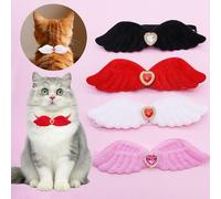 4pcs Cute Cat Collars with Angle Wings, Adjustable Bling Rhinestone Diamond Collars for Small Medium Girl Female Puppies Cats Valentine's Day Birthday New Year Decoration (Angle Wings)