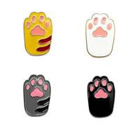 4pcs Cute Cat Dog Paw Print Enamel Brooch Pin Set for Women Girls Boys Novelty Funny Kawaii Cartoon Kitten Puppy Animal Pet Lapel Badge Jackets Hat Backpacks Shirt Pins Fashion DIY Birthday Jewelry