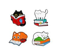 4Pcs Cute Cat Enamel Pin Animal Lapel Pin Set, Cartoon Colour Cat Pin Badges for Clothing Bags Jacket Backpack DIY Jewelry Gift