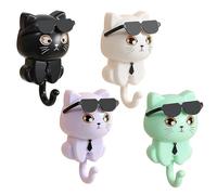 4pcs Cute Cat Key Hook, Creative Adhesive Cute Pet Hooks Coat Hook,Cat Hooks for Wall, Cute Key Holder for Wall,Practical Cat Hooks for Bedroom Bathroom Kitchen