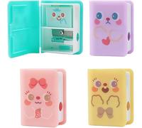 4Pcs Cute Dual Purpose Book Pencil Sharpener Eraser, Cute Cartoon Student Eraser Pencil Sharpener Office Supplies Writing and Correction Supplies