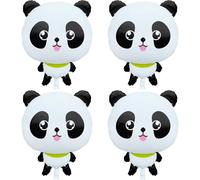 4Pcs Cute Giant Panda Mylar Balloons for Jungle Safari Theme Animal Panda Foil Balloon Decorations Kids Birthday Party Baby Shower Supplies