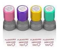 4Pcs Cute Server Stamps for Checks, Self-Inking Pleasure Serving You Stamps, Pocket Servers Gifts for Waiters, Waitresses, Bartenders, Restaurant Party Service Work