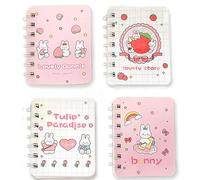 4Pcs Cute Small A7 Spiral Notebooks Kawaii Cartoon Mini Memo Notepads Ruled Pages 80 Sheets -160 Pages Journals for Study, Drawing and Writing Notes Gift Reward for Kids Party Favor, 3.14 x4 Inch
