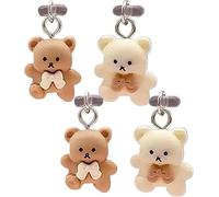 4Pcs Cute USB C Dust Plug, Cartoon Bear Type C Dust Plug Cover, Type C Dust Plug with Bear Pendants, Phone Charging Port Protector, USB C Anti Dust Cover for Cell Phone