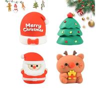 4Pcs Cute Xmas Sharpeners Set (Santa/Reindeer) Lead-Proof Stainless Blades | Mini Desk Sharpeners for Office, School & Cosmetic Pencils