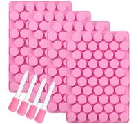 4PCS Cylinder Silicone Mold, 55-Cavity Candy Chocolate Molds with 4 Droppers, Non-Stick Silicone Gummy Cylinder Moulds, Mini Round Mould for Sweets Fondant Cake Decor