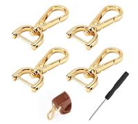 4pcs D Rings for Bags Snap Hook Swivel Clasp with 1pcs Small Screwdrivers Detachable Replacement Metal Lobster Claw Rotary Snap Ring DIY Accessories Purse Crossbody Leather Handbags(Gold)