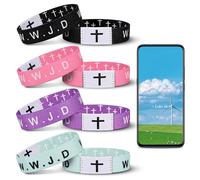 4PCS Daily Bible Verse WWJD Bracelet, Christian Jesus Bracelet for Women Men, Jesus Gift Wristband, What Would Jesus Do Bracelet, Polyester Fibre, no gemstone