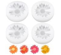 4pcs Daisy Flower Silicone Molds, 2 Designs Daisy Candle Molds Creative 3D Flower Shape Silicone Making Tool for DIY Clay Craft Chocolate Cake Fondant