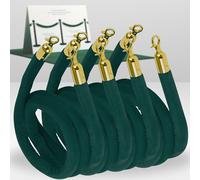 4PCS Dark Green Velvet Rope - 5FT VIP String Barrier Thick Velvet Rope 5 Foot for Crowd Control Stanchion and Posts Party Décor