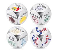 4PCS Date Night Dice for Couple Santa Swap Gift Exchange Dice 6 Year Iron Anniversary 11th Anniversary Steel Gifts Boyfriends Birthday Gifts Form Girlfriend White Elephant Christmas Stocking Stuffers