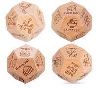4Pcs Date Night Dice for Couples Food Movie Decision Dice Wooden Dice Game Toy Romantic Gifts for Valentine's Day Anniversary Birthday