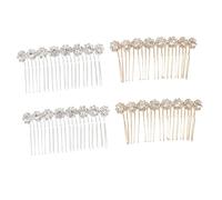 4Pcs Decorative Crystal Flower Hair Combs for Bridesmaids Elegant Alloy Side Combs with Rhinestone Design for Weddings and Special Occasions Bridal Hair Accessories