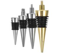 4pcs Decorative Wine Bottle Stopper Plug, Spiral Metal Seal | Washable Reusable Design, Fits Most Bottles, for Vinegar and Sparkling Wine on Kitchen Counters