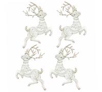 4pcs Deer Cloth Stickers Clothing Patching Cloth Stickers Elk Decor Badge Patch Reindeer Cloth Patches Dress Christmas Embroidered Patches Kids Decor Clothes Christmas Deer Child
