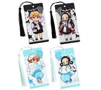 4pcs Demon Kamado Bookmark Page Mark, Anime Tanjiron Zenitsu Giyuu Kyoujurou Figure Reading Tool, Stationery Gifts for Reading Lovers Bookworm (4pcs Style B)