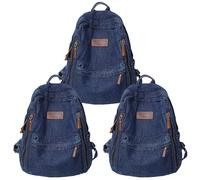 Denim Backpack for Men Women Vintage Rucksack Canvas Backpack Blue Jeans Laptop Backpack Retro Rucksack for Study Travel Work (Dark Blue)