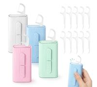 4PCS Dental Floss Dispenser, Floss Sticks Dental Case with 40PCS Floss Picks Toothpick, Tooth Picks Floss Stick Holder