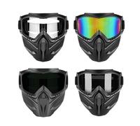 4pcs Detachable Full Face ProtectiveMask, Removable Breathable Mouth Guard | 2 In 1 Anti-Fog UV400 Lens Full Face Windproof Dust Shield For Cycling, Lawn Mowing, Grinding & Sanding Work