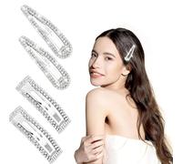 4PCS Diamante Hair Clips for Women Barrette Crystal Clips for Short Hair Silver Sparkly Hair Pins for Bride Wedding Hair Accessories Elegant Jewelry Hair Decorations Party Gift (Csty-B)