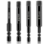 4PCS Diamond Drill Bits,6mm/8mm/10mm/12mm Porcelain Tile Drill Bits,Hex Shank Diamond Dry Drill Bits Set for Drilling Granite, Ceramic, Marble, Tile Stone, Glass, Hard Materials