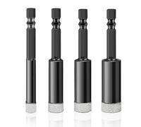 4PCS Diamond Drill Bits Set, Diamond Hole Saw Drill Bit with Quick Change Hex Shank 1/4, 5/16, 3/8, 1/2 inch in Storage Case, Core Drill Bits for Porcelain Tile Ceramic Stone Granite Marble Glass