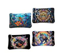4PCS Diamond Painting Small Coin Purse,Dragonfly-bee-Dog-Tiger 5D DIY Coin Purse mini Cosmetic Bag Zipper Design Exquisite Valentine's Day Gift Women's Rhinestone Accessories