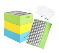 4Pcs Diamond Polishing Pads, Tile Polishing Pad, Diamond Hand Buffing Pad Sanding Block with Foam Sponge Backing 60,100,200,400 mesh(3 Color,Size:2.4 * 3.7inch)