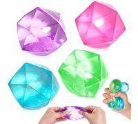 4Pcs Diamonds Ice Cube Squishy, Stress Balls for Adults Kids, Sugar Squishy Fidget Toys, Squishies Stress Cube, Sensory Balls for Stress Relief, Anxiety & Autism Aid, Stocking & Party Filler Toys