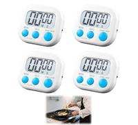 4PCS Digital Kitchen Timers for Cooking, Magnetic Back Countdown Timer Loud Alarm Wtih Fold-Out Stand Lcd Display Stopwatch for Classroom Gym Study Teeth Cleaning Kids Children Office Baking