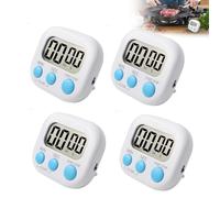 4PCS Digital Kitchen Timers Multifunctional with Magnetic Back Big Digital Numbers Loud Alarm and Versatile Countdown and Stopwatch for Cooking Homework Fitness Classroom and Office White