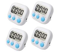 4PCS Digital Kitchen Timers Multifunctional with Magnetic Back Big Digital Numbers Loud Alarm and Versatile Countdown and Stopwatch for Fitness Classroom Cooking Homework and Office White