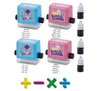 4pcs Digital Roller Arithmetic Artifact, Roller Digital Teaching Stamp, Addition Subtraction Multiplication Division Within 100 Number Division Seal with Ink for School Teaching Supplies