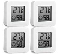 4PCS Digital Room Thermometer and Hygrometer Set, Accurate Indoor Temperature and Humidity Sensor with Large LCD, Reliable Climate Monitor for Home Baby Nursery Office Greenhouse and Living Spaces